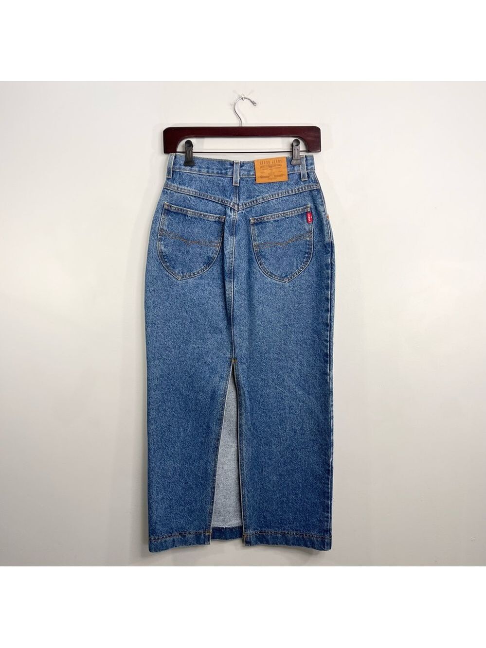 Vtg 80s 90s Cobra rigid cotton denim fitted high rise long pencil maxi skirt 7 - Picture 5 of 16
